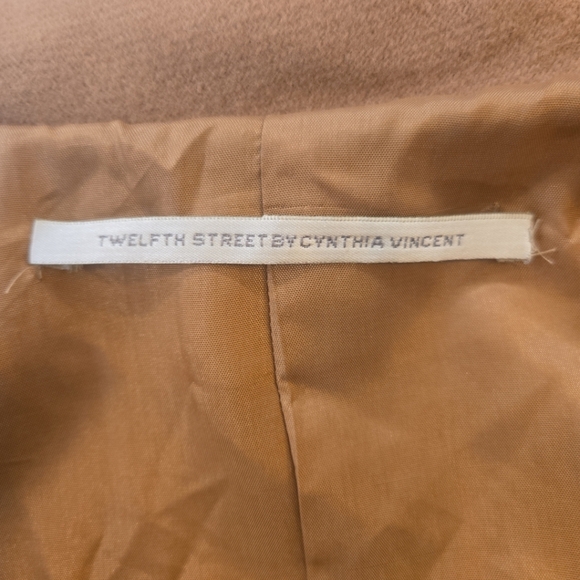 Twelfth Street Wool Cape Arm Holes Collared Mid Length Tan Brown Size Small USA - Picture 12 of 14